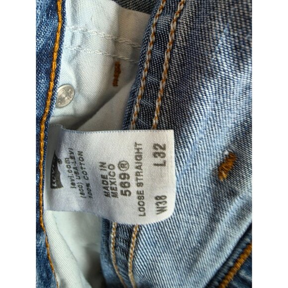 Levis 569 Loose Straight Mens Jeans Size 38X32 Blue Denim - Picture 6 of 7